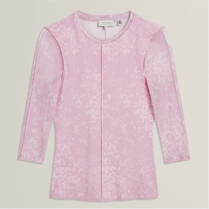 Ted Baker Women's Pink Ted Mesh Print Top Ld63