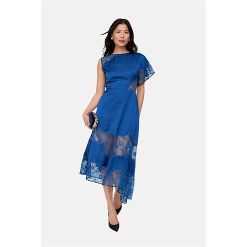 Lily and Lionel - Lily and Lionel Selma Lace Insert Midi Dress In Blue