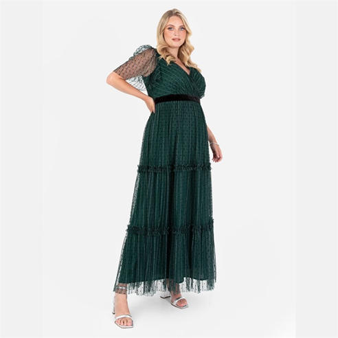 Lovedrobe - Lovedrobe Luxe Polka Dot & Stripe Tiered Maxi Dress