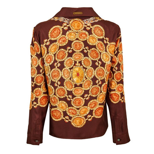 VERSACE - Women's Silk Long Sleeve Patterned Shirt