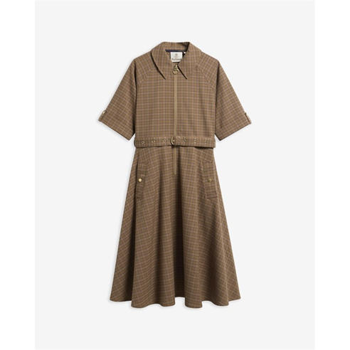BARBOUR - Women's Carville Barbour Re-Engineered Cotton Check A-Line Dress
