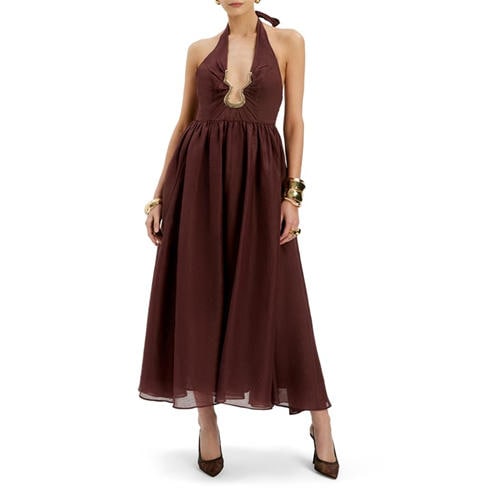 BARDOT - Women's Cavarly Ramie Halter Maxi Dress