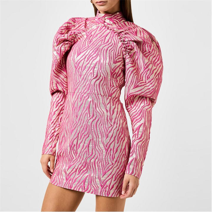 rotate birger christensen dress pink Rotate By Birger Christensen Satin Off-shoulder Maxi Dress