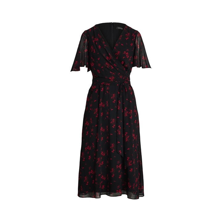 Lauren By Ralph Lauren Women's Black Abel Wrap Midi Dress - Size 10