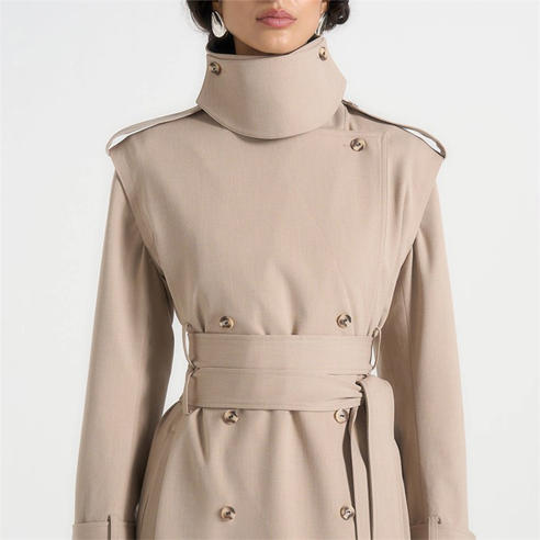 MANIERE DE VOIR - Womens Esther Trench Coat With Double Belt