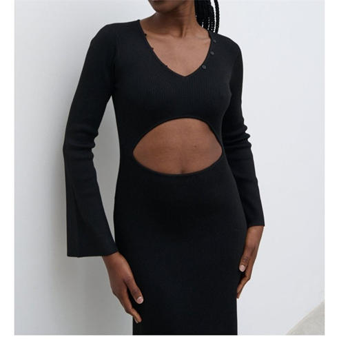 Pretty Lavish - Women's Zahra Cut Out Button Maxi Jumper Dress