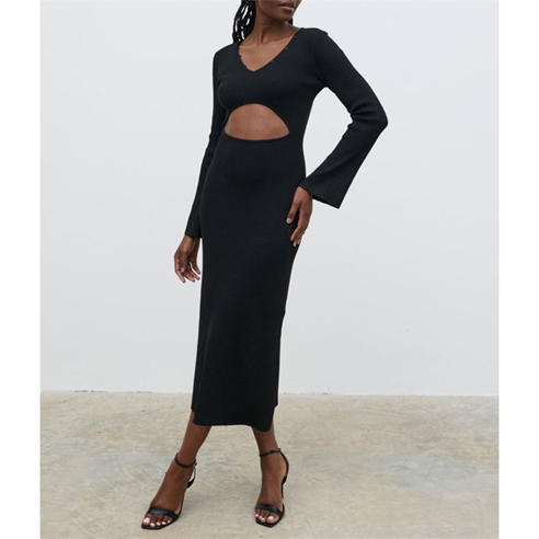 Pretty Lavish - Women's Zahra Cut Out Button Maxi Jumper Dress
