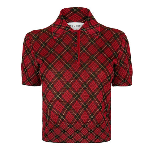 ALEXANDER MCQUEEN - Women's Alex Check Polo Knitted Top