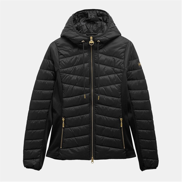 Barbour International Women's Black Grid Quilted Jacket Size 20