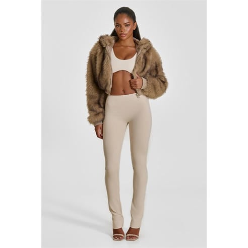 MARS THE LABEL - Womens Monroe Faux Fur Cropped Hooded Teddy Coat