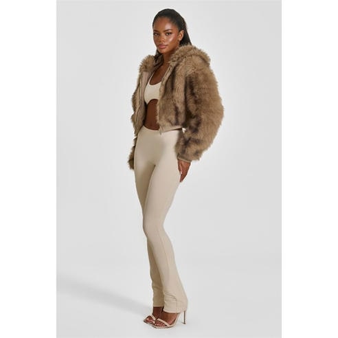 MARS THE LABEL - Womens Monroe Faux Fur Cropped Hooded Teddy Coat