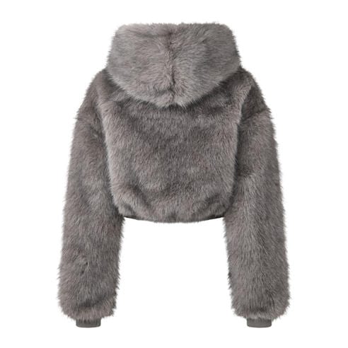 MARS THE LABEL - Womens Monroe Faux Fur Cropped Hooded Teddy Coat