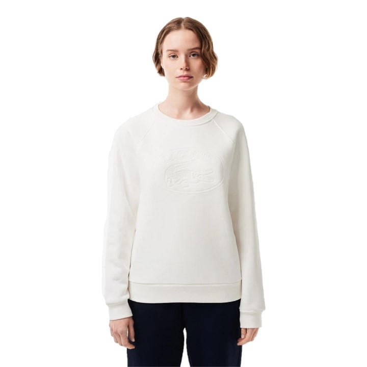 Lacoste Women's Cream Crew Sweatshirt - Size 14