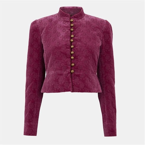 CHLOE - Women’s Cropped Fitted Velvet Jacket