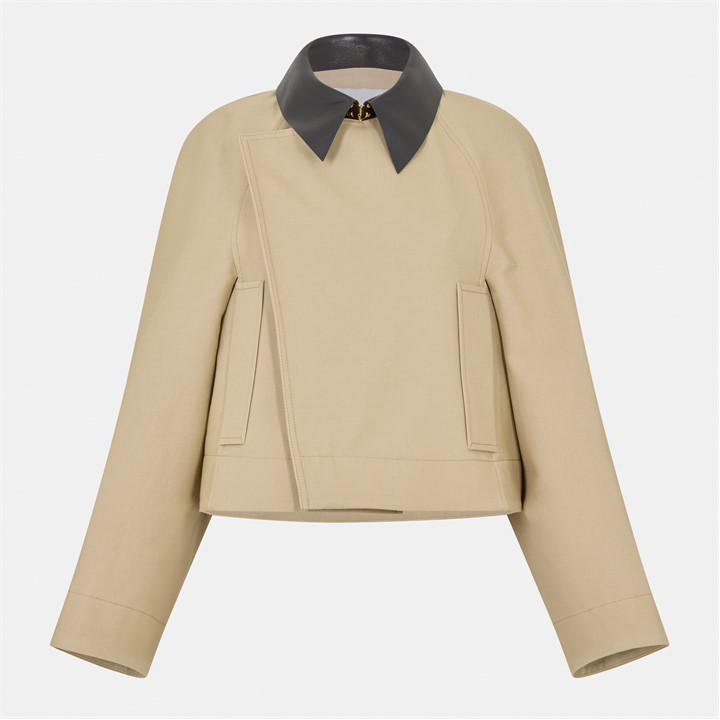 Givenchy Women's Beige Cropped Peacoat Cotton Long Sleeve Trench Coat - Size 10