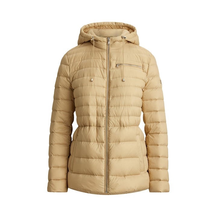 Lauren By Ralph Lauren Women's Beige Quilted Short Puffer Jacket - Size 16