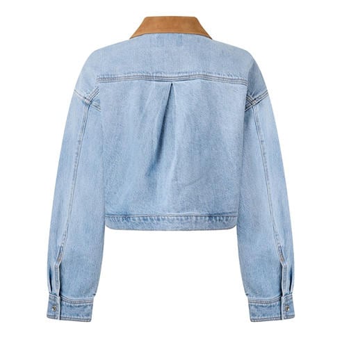 GOOD AMERICAN - Women's Swing Cropped Oversized-Fit Denim Jacket