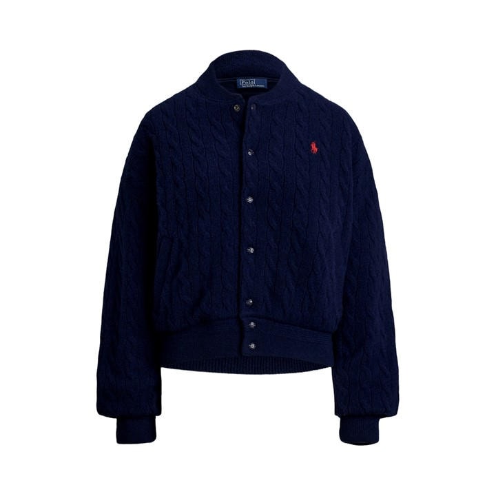 Polo Ralph Lauren Women's Blue American Style Ribbed Trim Bomber Jacket - Size 8