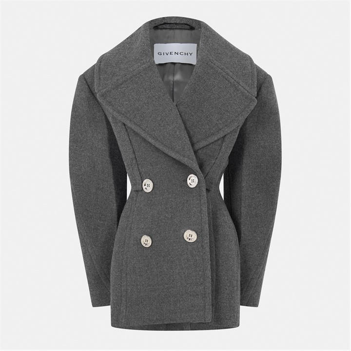 Givenchy Women's Grey Structured Tailored Peacoat - Size 10