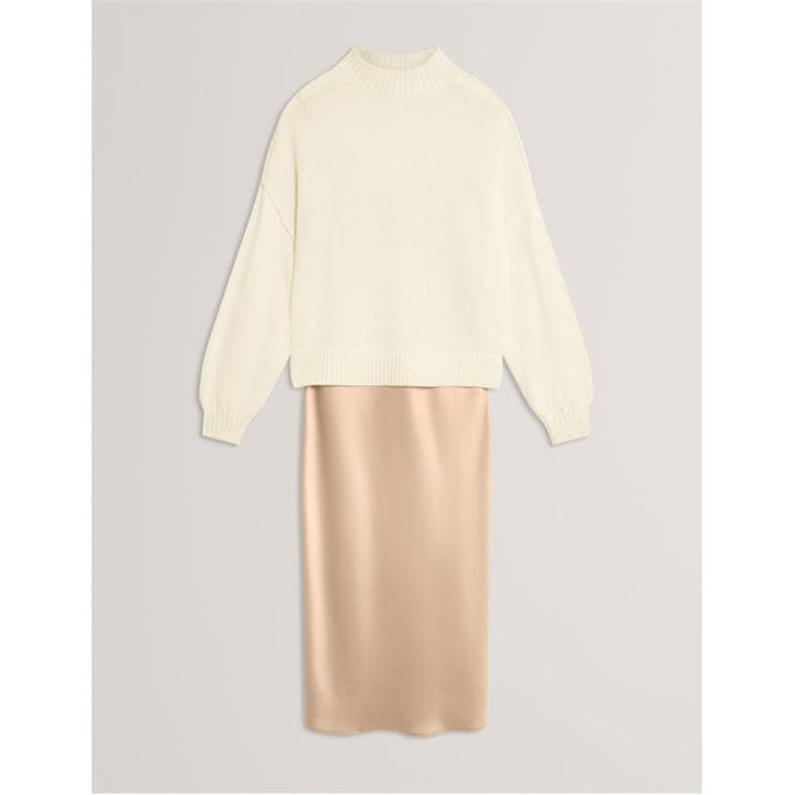Ted Baker Women's Neutral Knitted Jumper Dress