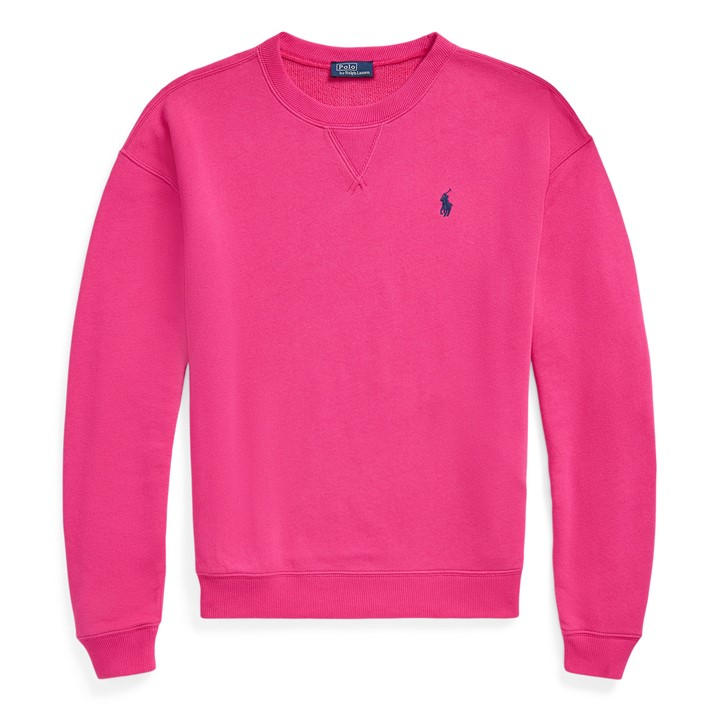 Polo Ralph Lauren Women's Pink Fleece Crew Sweater Size 16