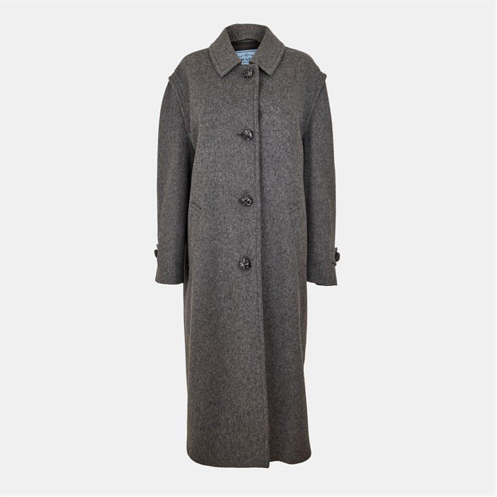 Prada Women's Grey Long Coat Ld54 Size 8