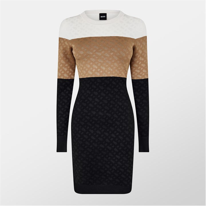 Boss Women's Beige Fiarami Knitted Dress Size 16