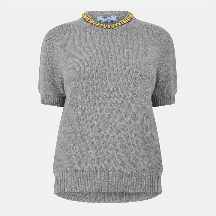 Prada Women's Grey Embelishd Knit Ld62
