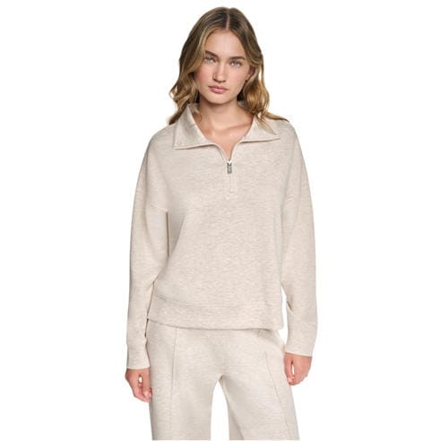 DKNY - Women's DKNY Sport 1/4-Zip Funnel-Neck Fleece Top