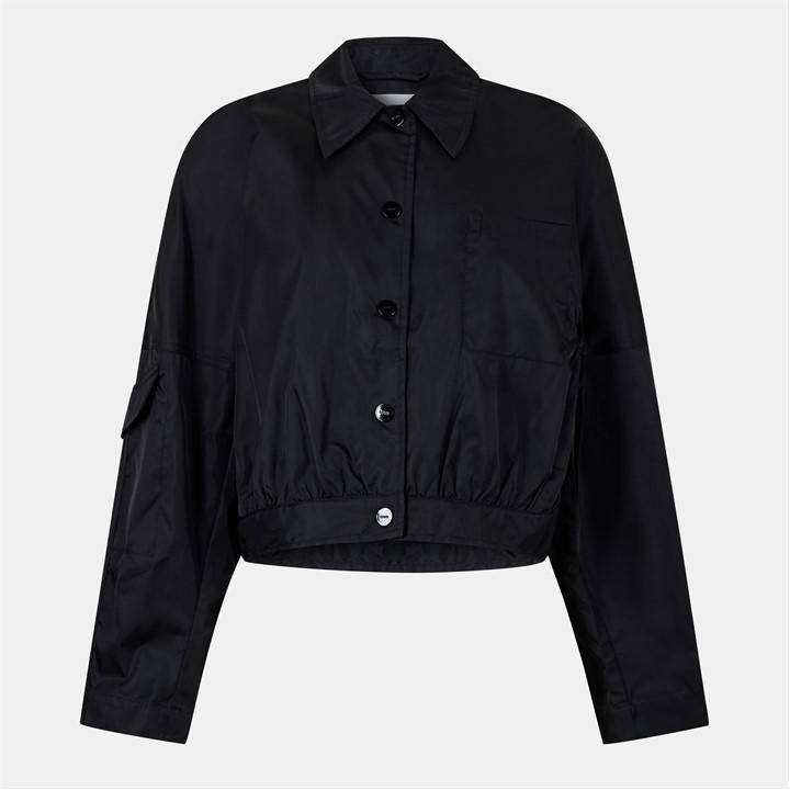 Ganni Women's Black Duchess Bomber Jacket