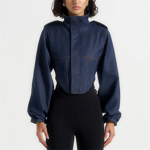 MANIERE DE VOIR - Womens Solange Vintage Leather Corset Jacket