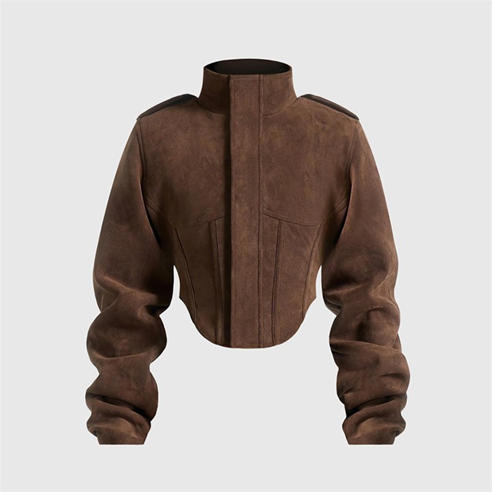 MANIERE DE VOIR - Womens Solange Vintage Leather Corset Jacket