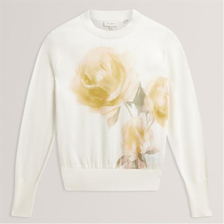Ted Baker Women's Long Sleeve Printed Crew Sweatshirt In White