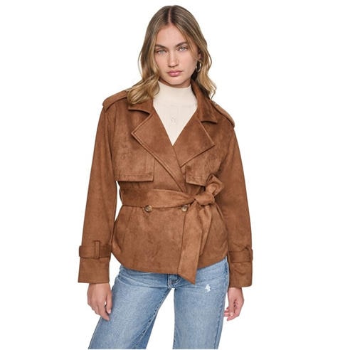 DKNY - DKNY Faux Suede Short Trench