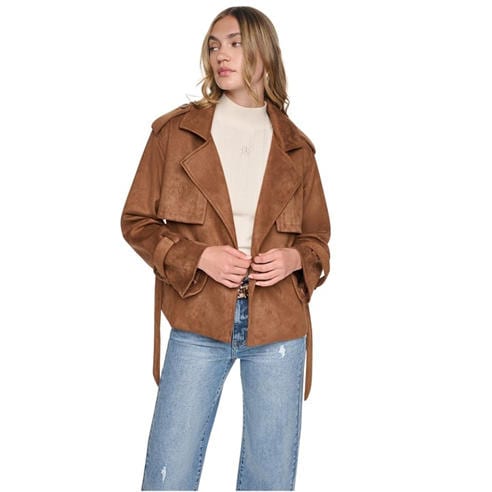 DKNY - DKNY Faux Suede Short Trench