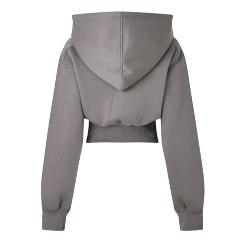 L AB OFF WHITE - Women's Cotton Full-Zip Oversized-Fit Cropped Hoodie