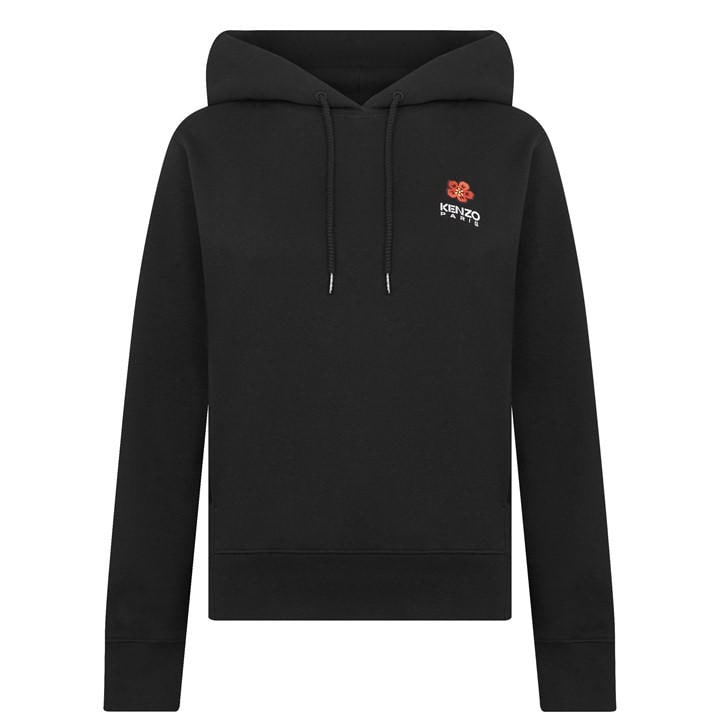Kenzo Floral-applique Hoodie In Black
