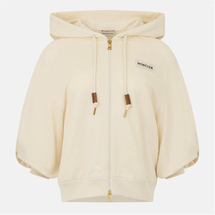 Moncler Women's Cream Zip-Up Hoodie Size 14