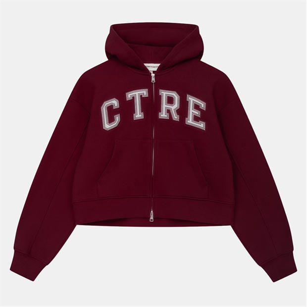 Grey - THE COUTURE CLUB - Womens CTRE Applique Zip Hoodie