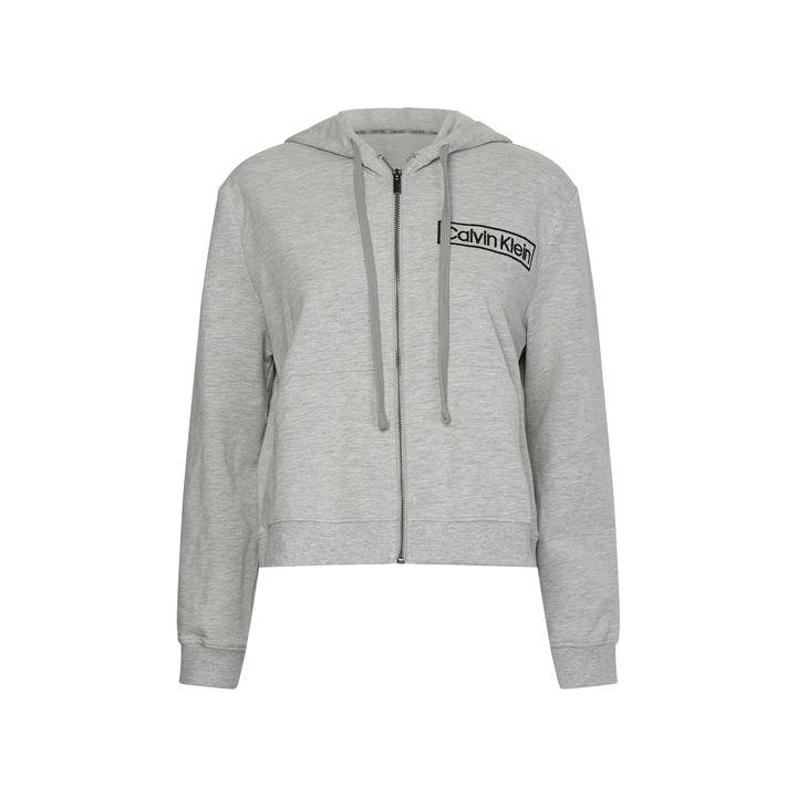 Calvin Klein Women's Grey Long Sleeve Zip Hoodie Size 14