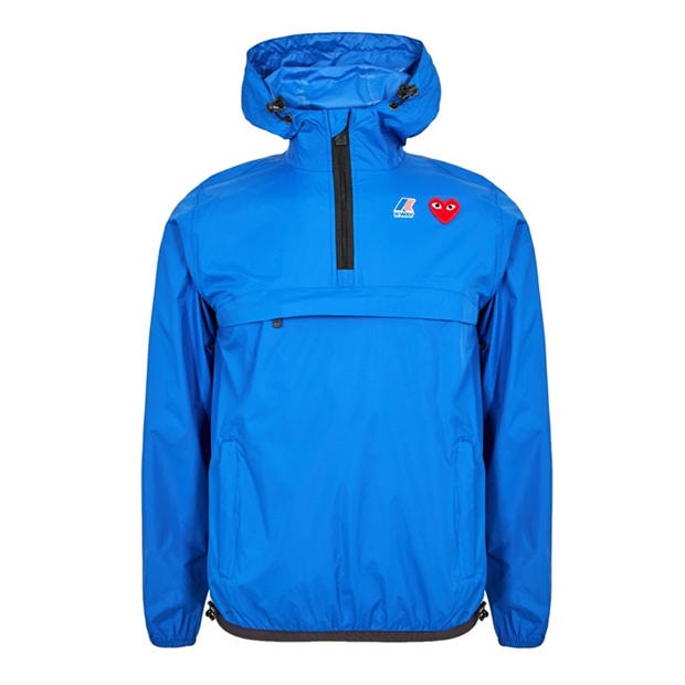Beige - COMME DES GARCONS PLAY - Unisex Adults Water Resistant Nylon Half Zip Hooded Rain Anorak