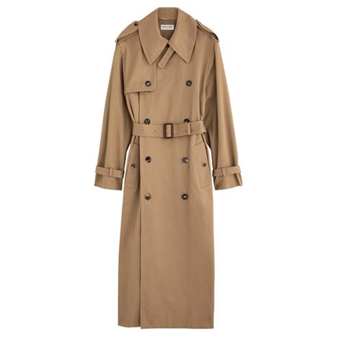 Saint Laurent - Women's Double-Breasted Cotton Oversized-Fit Trench Coat