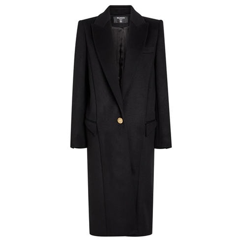 Balmain - Women's 1 Button Wool Oversized-Fit Overcoat