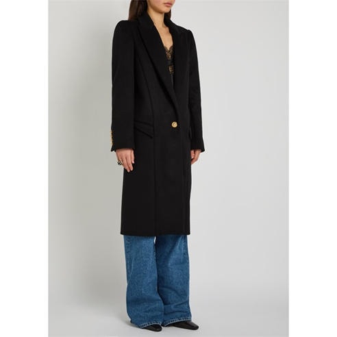 Balmain - Women's 1 Button Wool Oversized-Fit Overcoat
