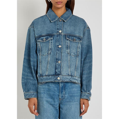 Anine Bing - Women's Quincy Cropped Cotton Denim Jacket
