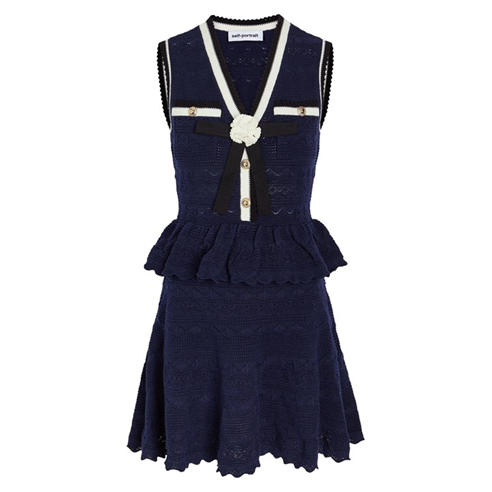 Self Portrait - SD PEPLUM POINTELLE KNIT DRESS