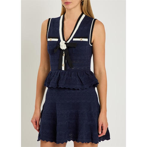 Self Portrait - SD PEPLUM POINTELLE KNIT DRESS