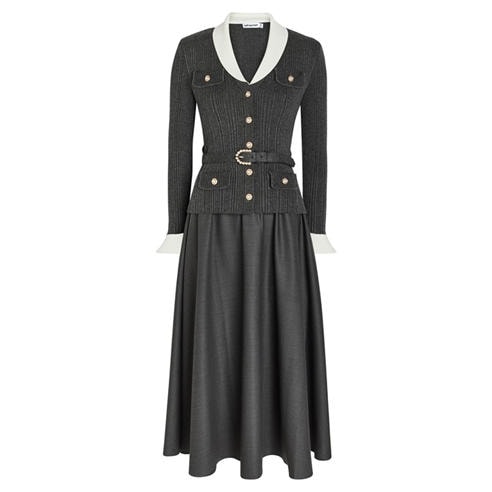 Self Portrait - LD KNIT TWILL MIDI DRESS
