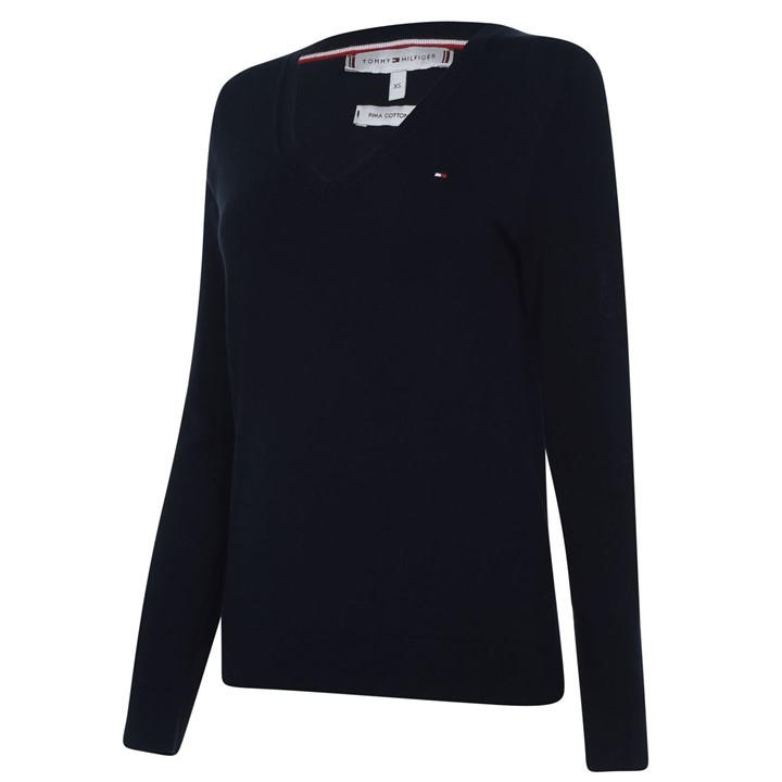 Tommy Hilfiger Women's Blue Heritage V Neck Sweater Size 12