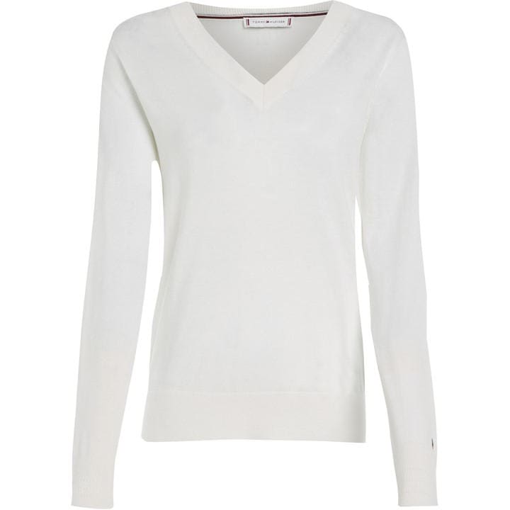 Tommy Hilfiger Women's Cream Heritage V Neck Sweater Size 10